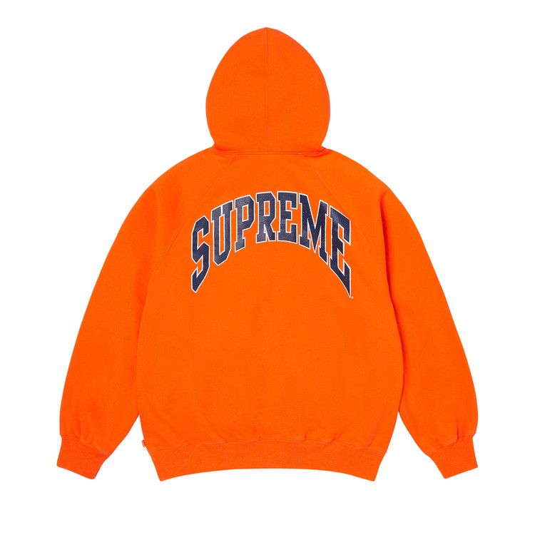 Supreme Cracked Raglan Zip Up Hooded Sweatshirt 'Dark Orange'
