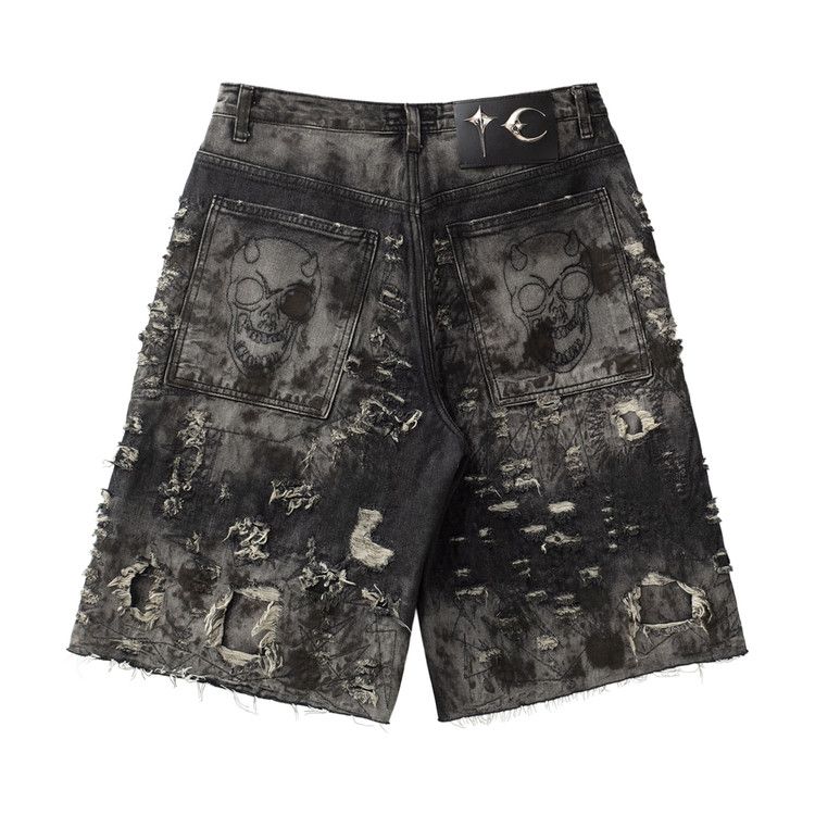 Thug Club Hard Washed Destroyed Denim Shorts 'Black'