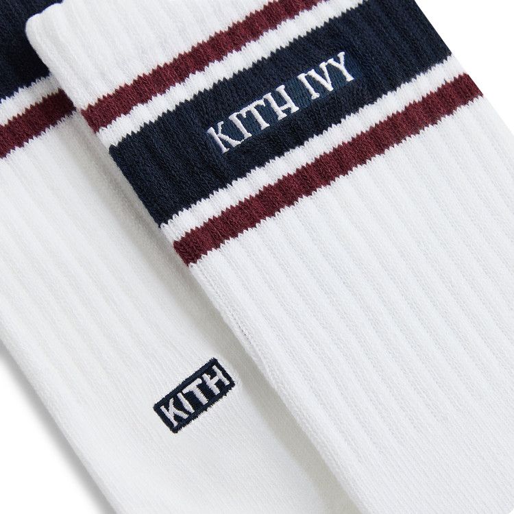 Kith Ivy For Wilson Stripe Logo Crew Socks 'White / Port Royal'