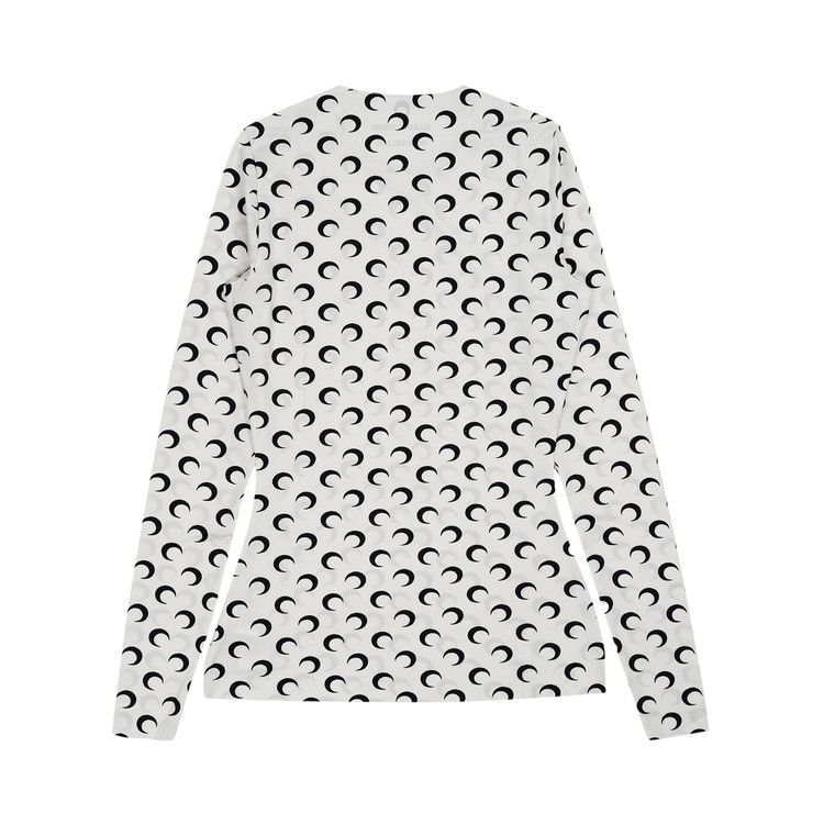 Marine Serre Moon Printed Jersey Second Skin Crewneck Top 'White'