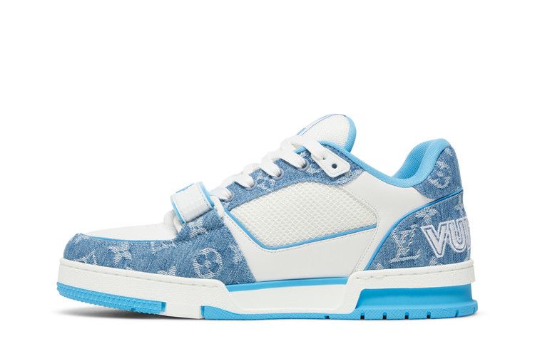 Louis Vuitton Trainer Low 'Velcro Strap - Light Blue Monogram Denim'