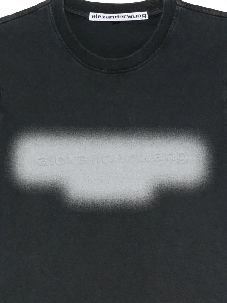 Alexander Wang Emboss Graphic Shrunken Tee 'Washed Black'