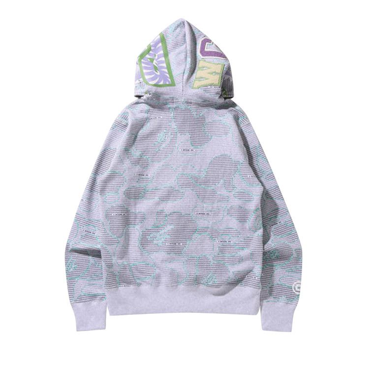 BAPE Text Code Camo Shark Full Zip Hoodie 'Grey'