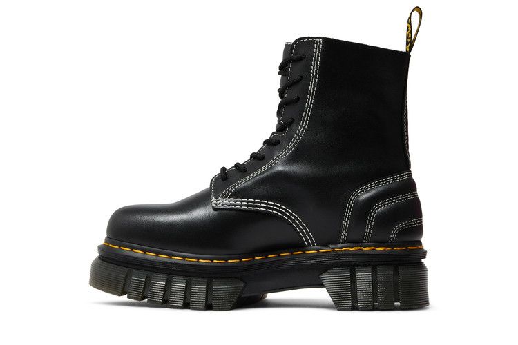 Dr. Martens Wmns Audrick Leather Platform Lace Up Boot 'White Stitch - Black'