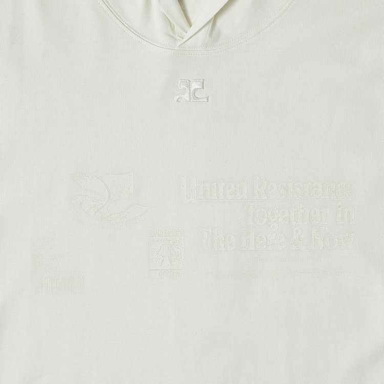 Courrèges Hooded Printed Long-Sleeve T-Shirt 'Heritage White'