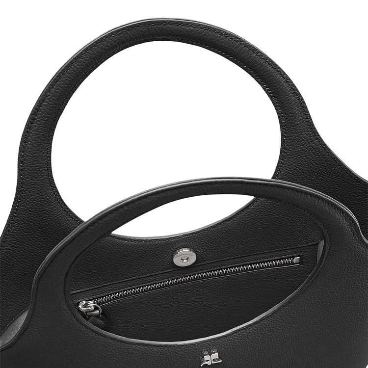 Courrèges Medium Holy Grained Leather Bag 'Black'