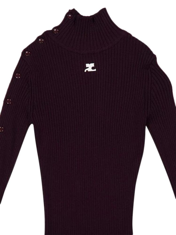 Courrèges Multi-Snap Rib Knit Long Dress 'Burgundy'