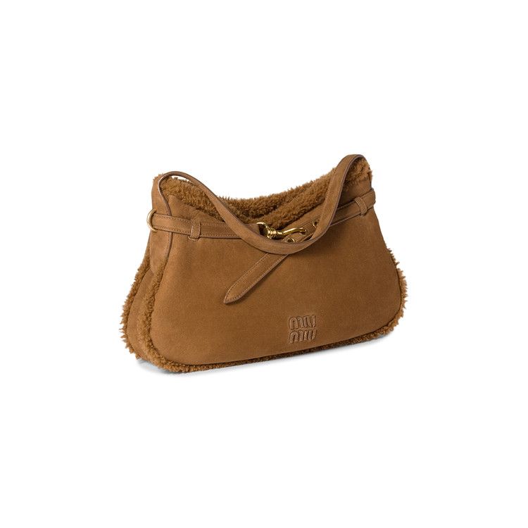 Miu Miu Sacca Camoscio Shearling Handbag 'Cacao'