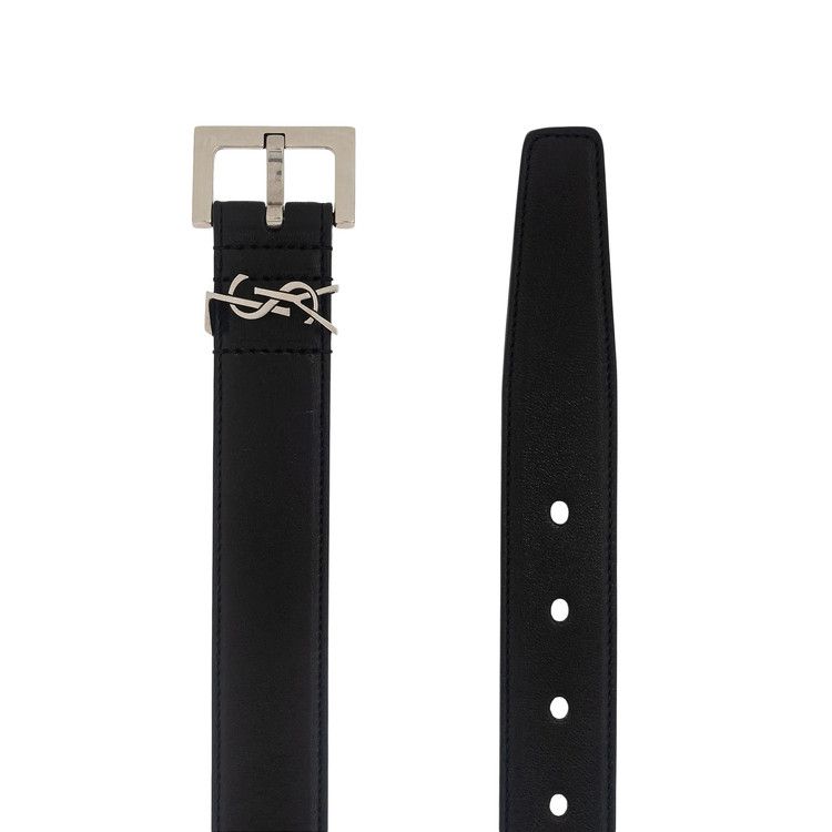 Saint Laurent Cassandra Logo Buckle Leather Belt 'Black'