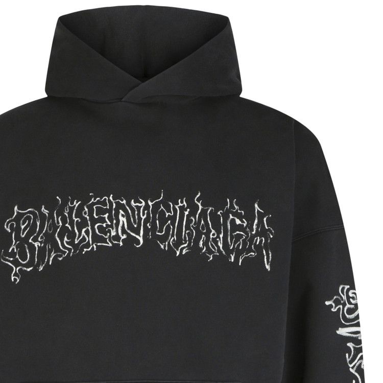 Balenciaga DIY Metal Logo Hoodie 'Faded Black/White'