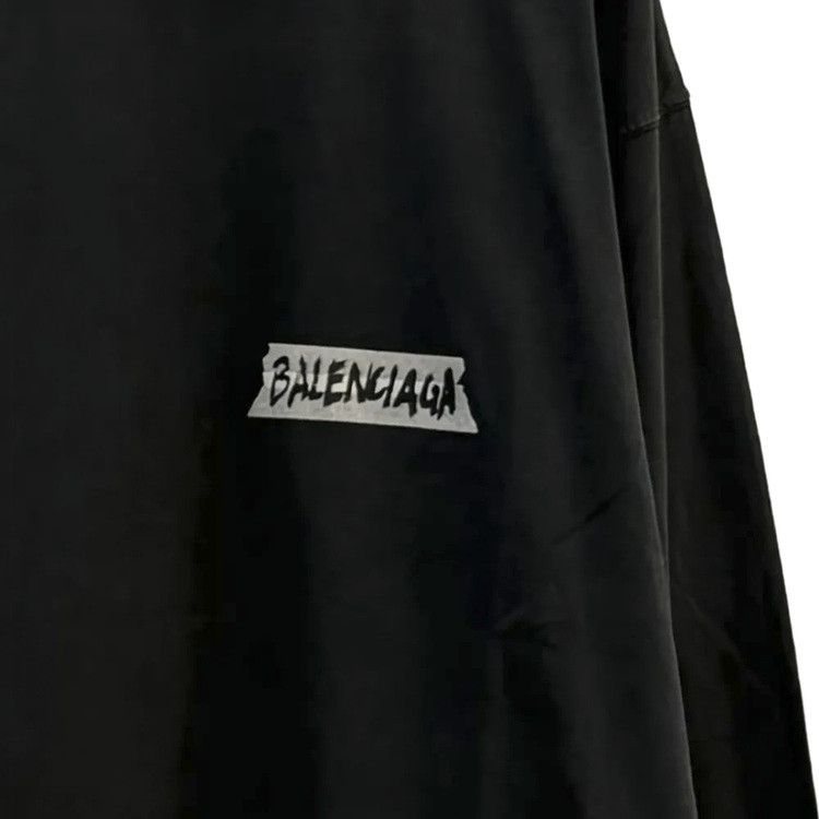 Balenciaga Long-Sleeve Crew Neck Oversized T-Shirt 'Faded Washed Black'