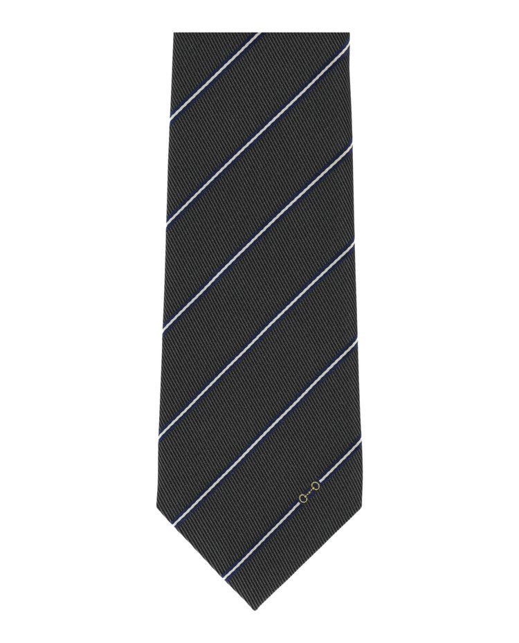 Gucci Striped Horsebit Silk Jacquard Tie 'Grey/Blue'