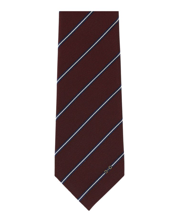 Gucci Striped Horsebit Silk Jacquard Tie 'Red/Blue'