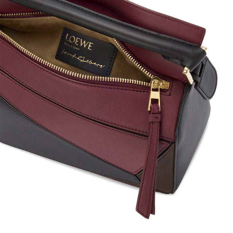 Loewe Small Puzzle Bag In Nappa Calfskin 'Black/Burgundy'