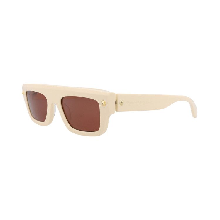 Alexander McQueen Square Sunglasses 'Ivory/Brown'