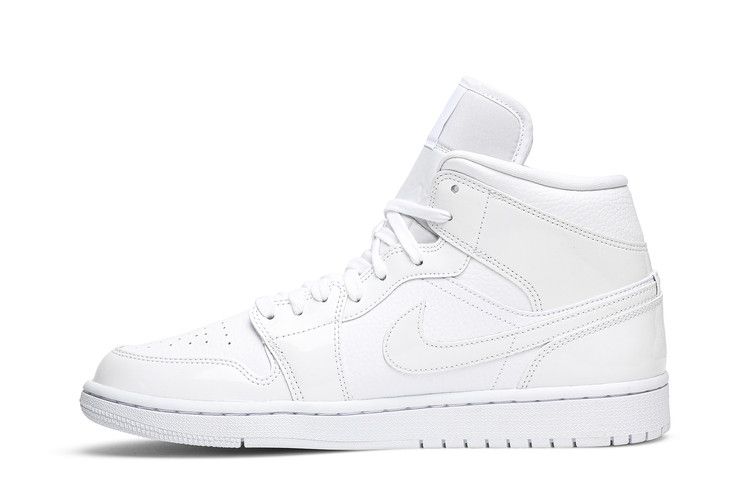 Wmns Air Jordan 1 Mid 'Triple White Patent'