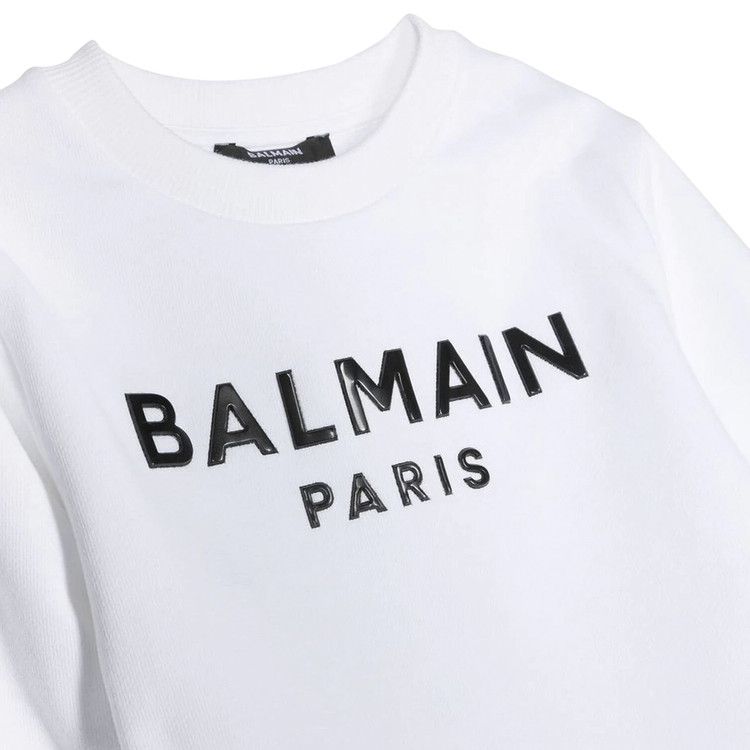Balmain Kids Logo Printed Crewneck Sweatshirt 'White'
