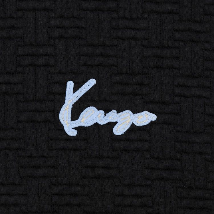 Kenzo Weave Embroidered Boxy Full Zip Hoodie 'Black'