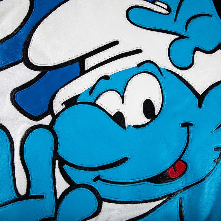 Supreme x Smurfs Leather Varsity Jacket 'Black'