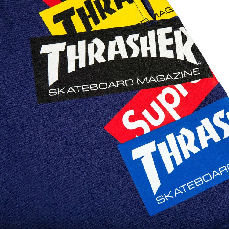 Supreme x Thrasher Multi Logo Sweatshort 'Washed Navy'