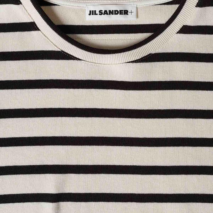 Jil Sander Plus Striped Back Logo T-Shirt 'Natural/Black'