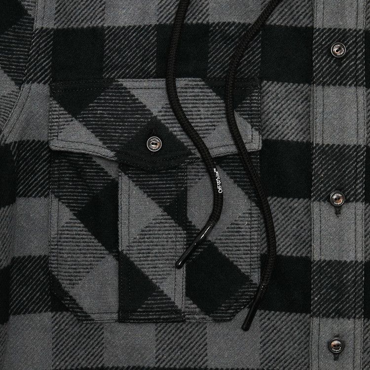 Off-White Arrow Hooded Flannel Shirt 'Light Grey'