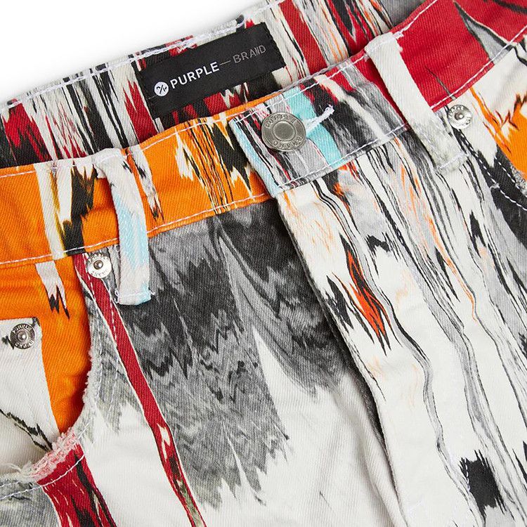PURPLE BRAND Low Rise Skinny Glitch Flamestitch Digital Print Jean 'Multicolor'