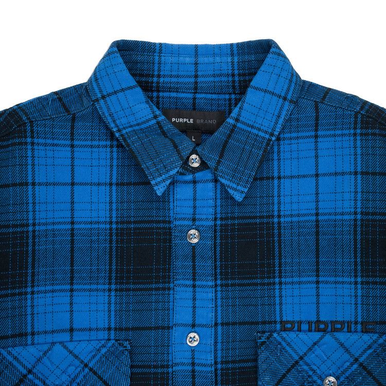 PURPLE BRAND Plaid Flannel Long-Sleeve Shirt 'Blue'