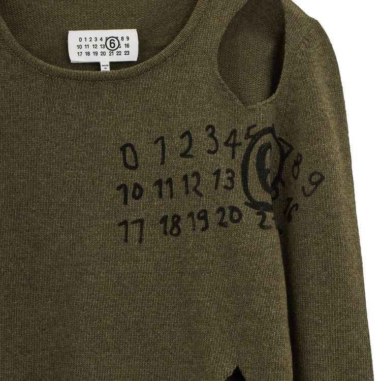MM6 Maison Margiela Number Print Cut-Out Jumper 'Khaki'
