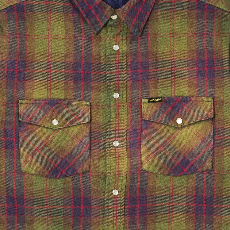 Supreme Quilted Flannel Snap Shirt 'Green'
