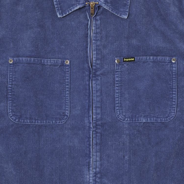 Supreme Washed Corduroy Zip Up Shirt 'Blue'