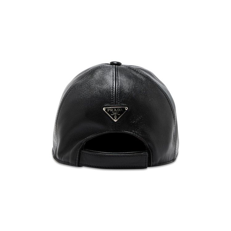 Prada Nappa Leather Logo Baseball Cap 'Black'